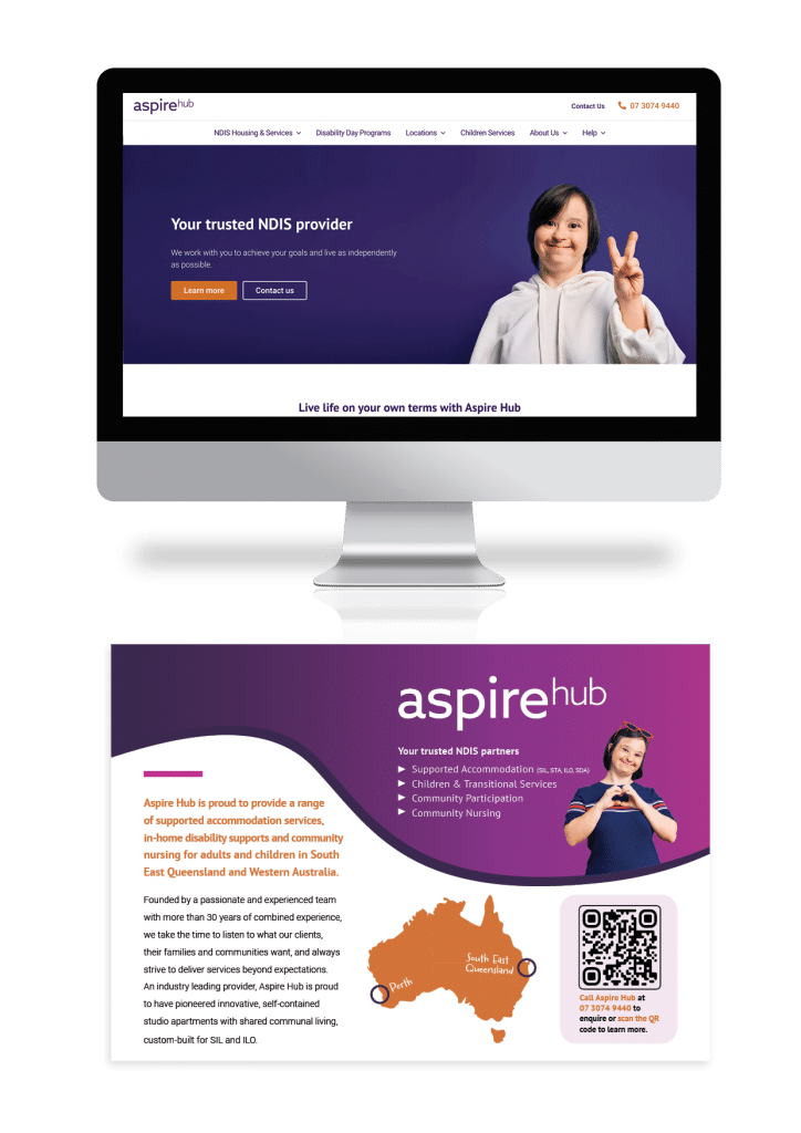 Aspire Hub website and marketing brochure